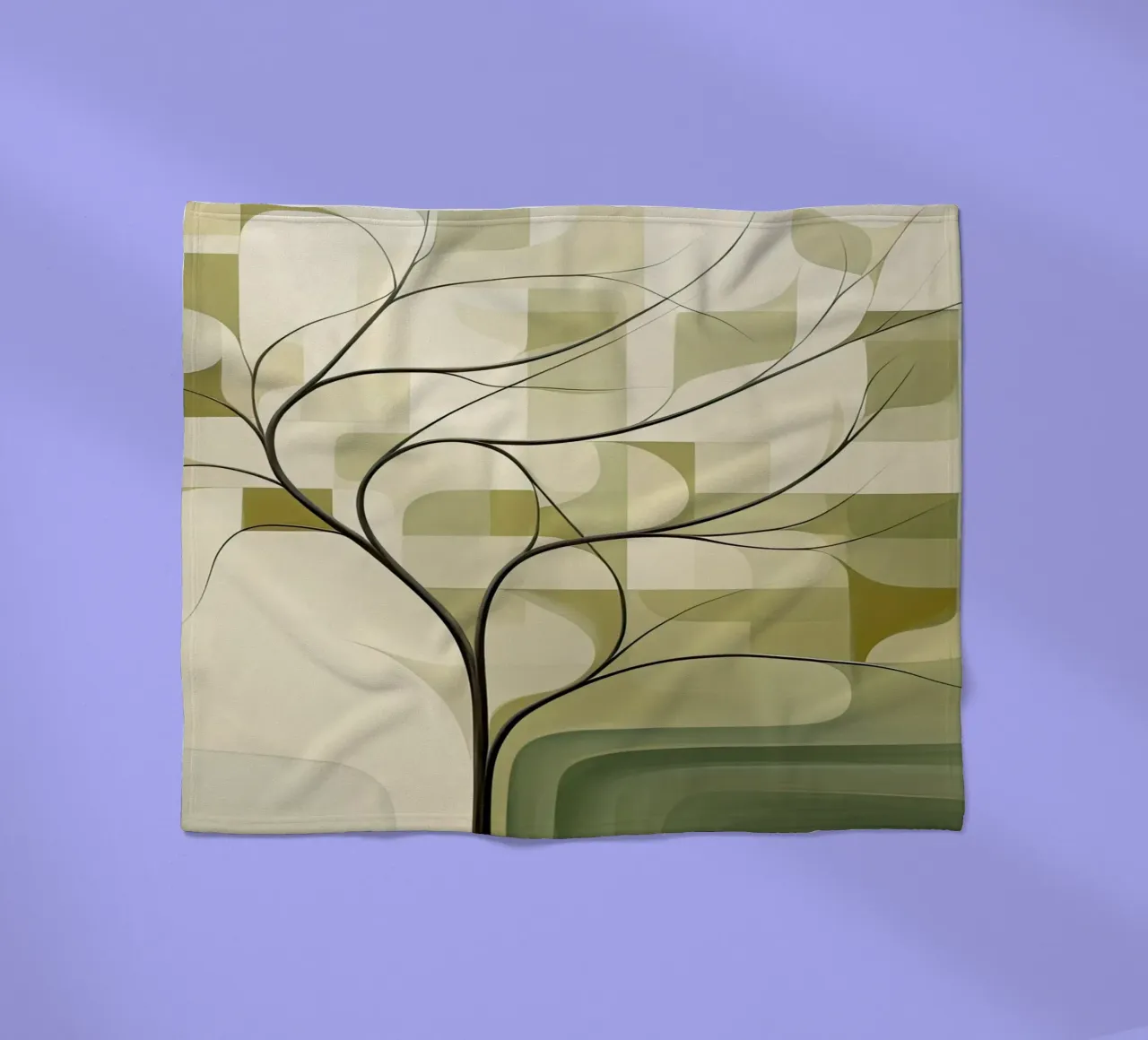 Abstract tree in green colours fleece blanket by Imagine