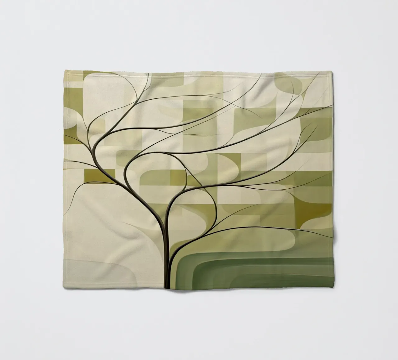 Abstract tree in green colours fleece blanket by Imagine