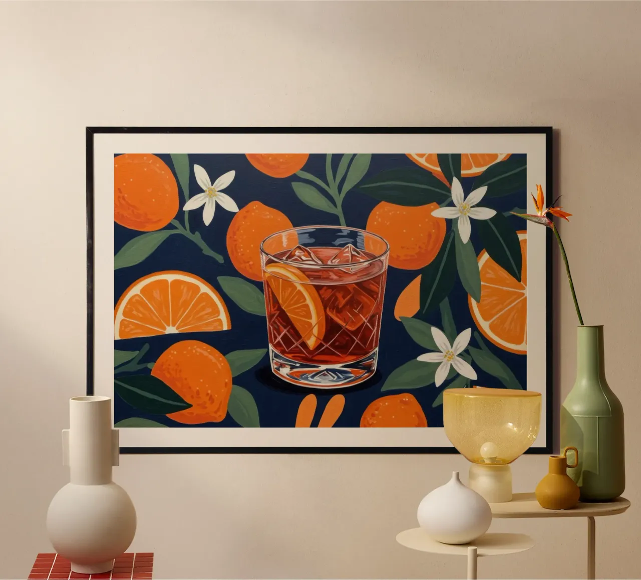 Negroni tropicale poster con telaio in legno da Art Center