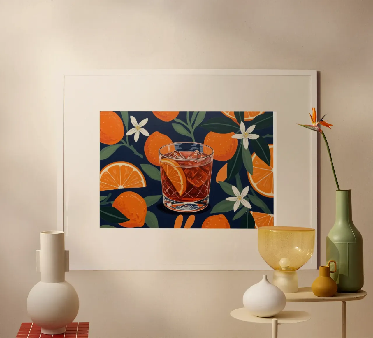 Negroni tropicale poster con telaio in legno da Art Center