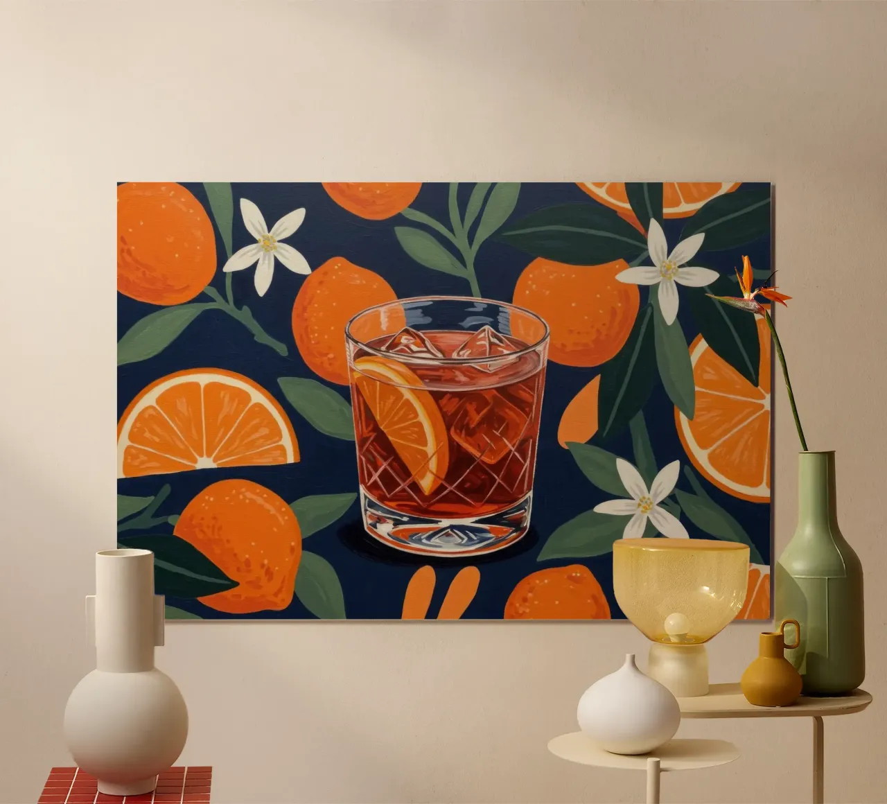 Negroni tropicale poster con telaio in legno da Art Center