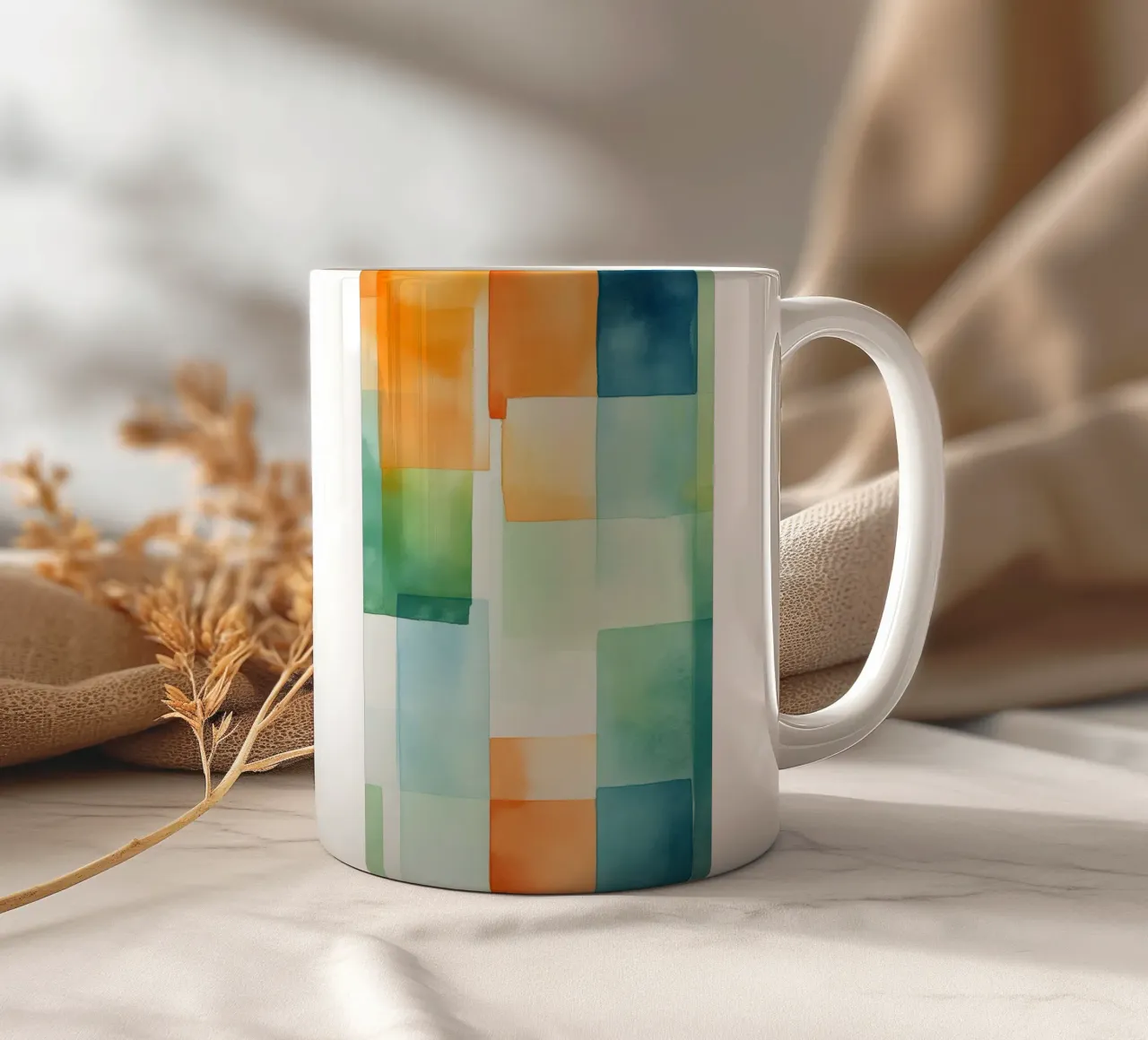 Abstract rectangles ceramic mug by Imagine