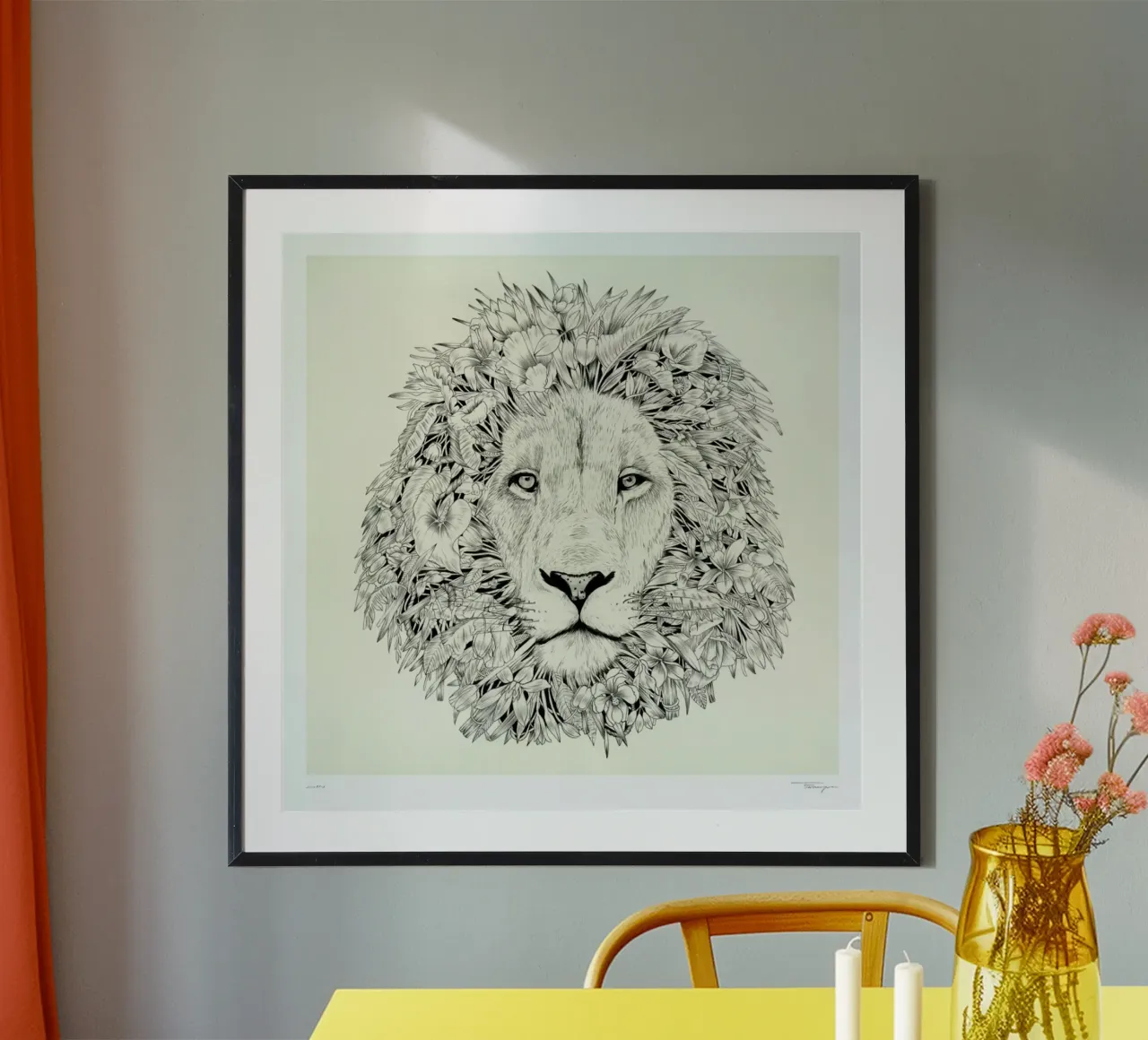 Lion poster con telaio in plastica da Faunesque