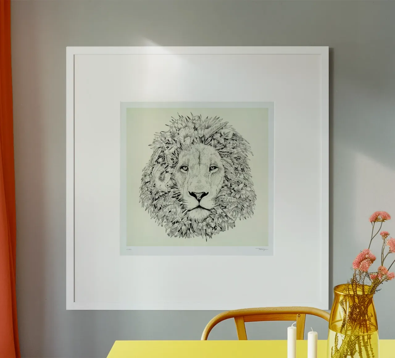 Lion poster con telaio in plastica da Faunesque