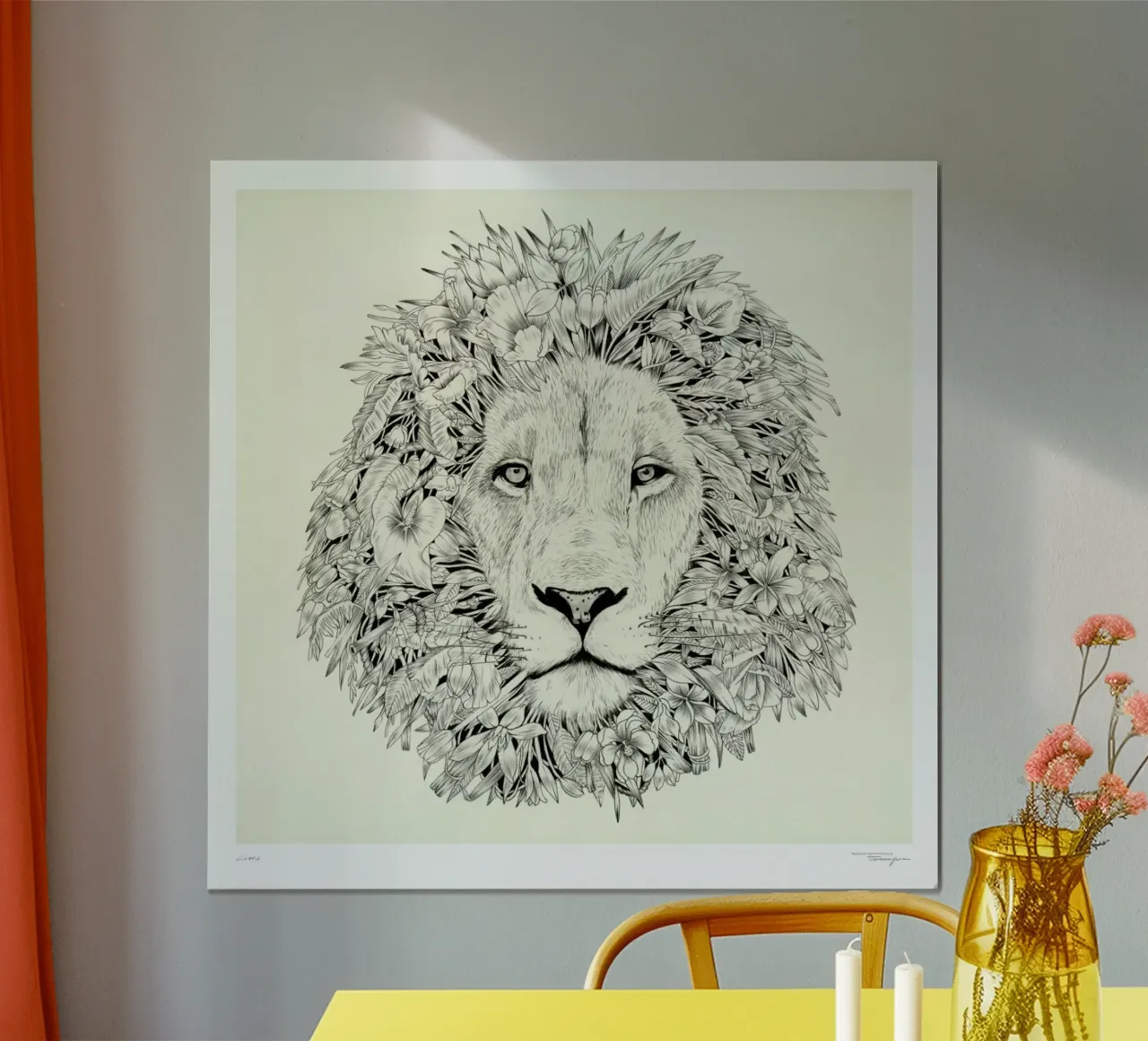 Lion poster con telaio in plastica da Faunesque