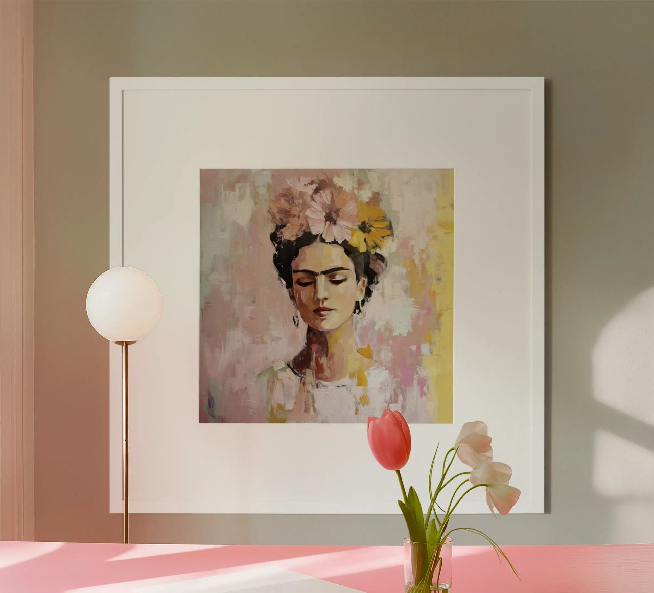 Iconic Mexican Muse in Pastel Tones with Floral Crown poster by Modern Muse