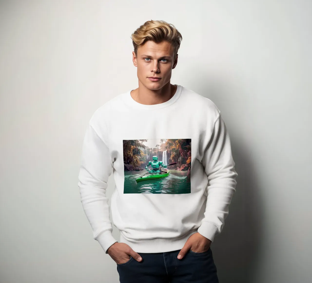 ROBOT EN CANOE. Vert. Sweatshirt von Thierry vobmann photography