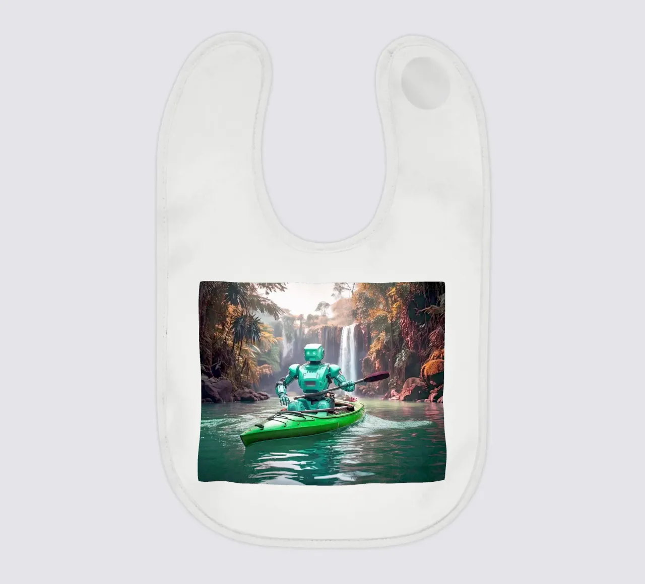 ROBOT EN CANOE. Vert. baby bib by Thierry vobmann photography