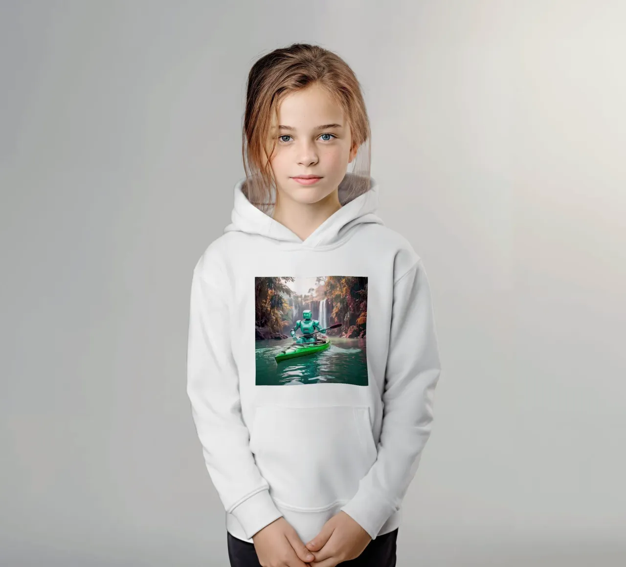 ROBOT EN CANOE. Vert. felpa bambino con cappuccio da Thierry vobmann photography