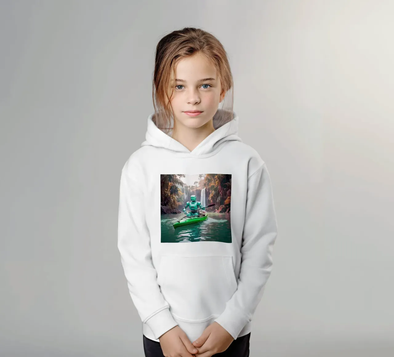 ROBOT EN CANOE. Vert. felpa bambino con cappuccio da Thierry vobmann photography