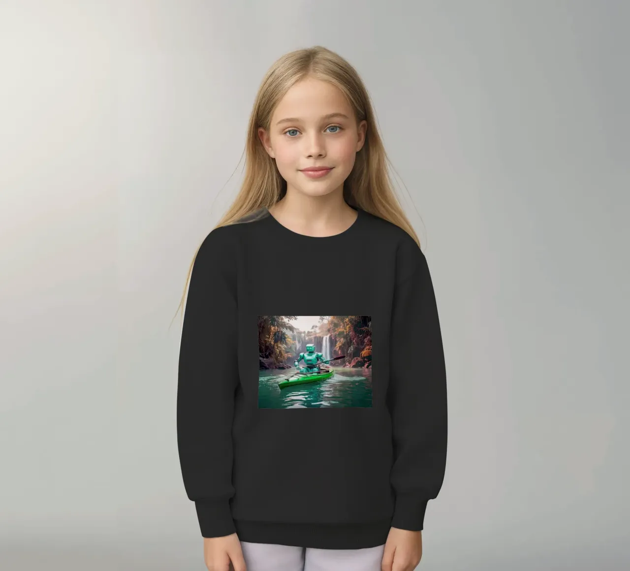 ROBOT EN CANOE. Vert. felpa bambino da Thierry vobmann photography