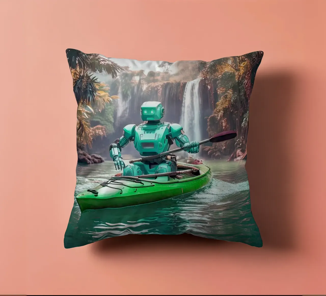 ROBOT EN CANOE. Vert. cuscino da Thierry vobmann photography