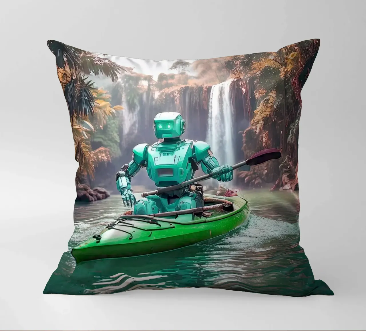 ROBOT EN CANOE. Vert. cuscino da Thierry vobmann photography