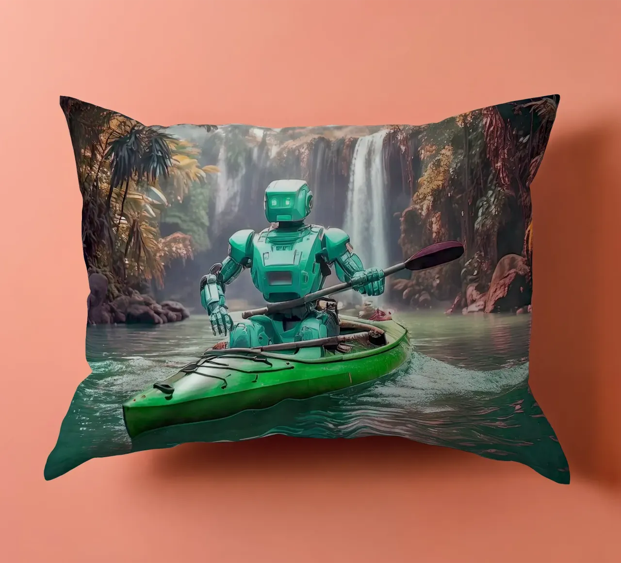 ROBOT EN CANOE. Vert. cuscino da Thierry vobmann photography