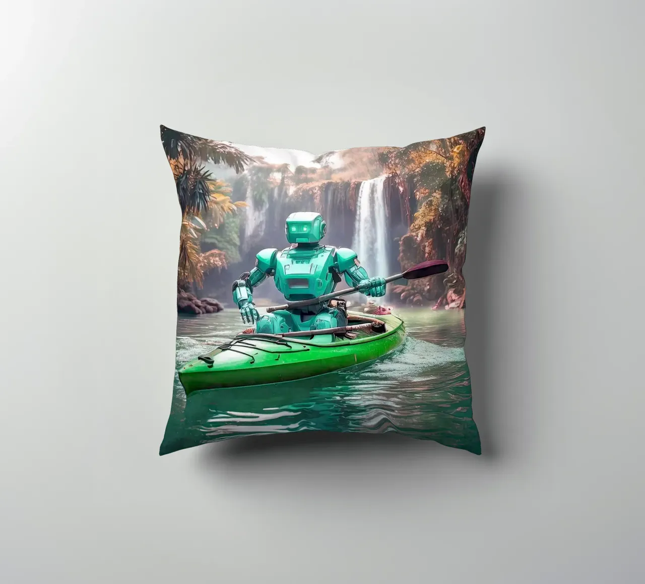 ROBOT EN CANOE. Vert. cuscino da Thierry vobmann photography