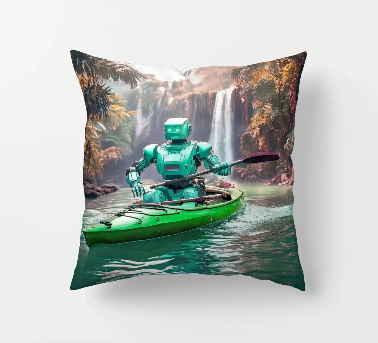 ROBOT EN CANOE. Vert. cuscino da Thierry vobmann photography