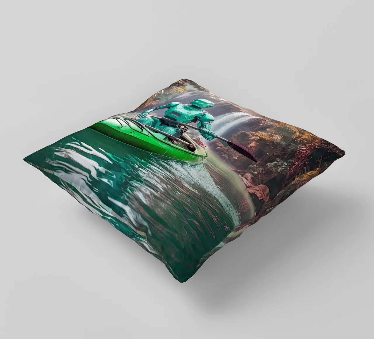 ROBOT EN CANOE. Vert. cuscino da Thierry vobmann photography