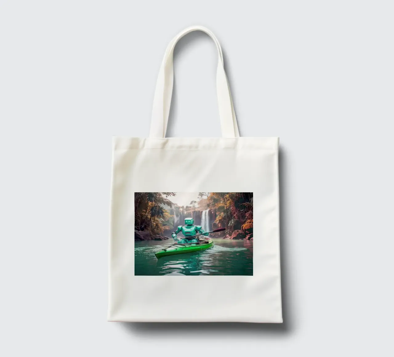 ROBOT EN CANOE. Vert. borsa in juta da Thierry vobmann photography