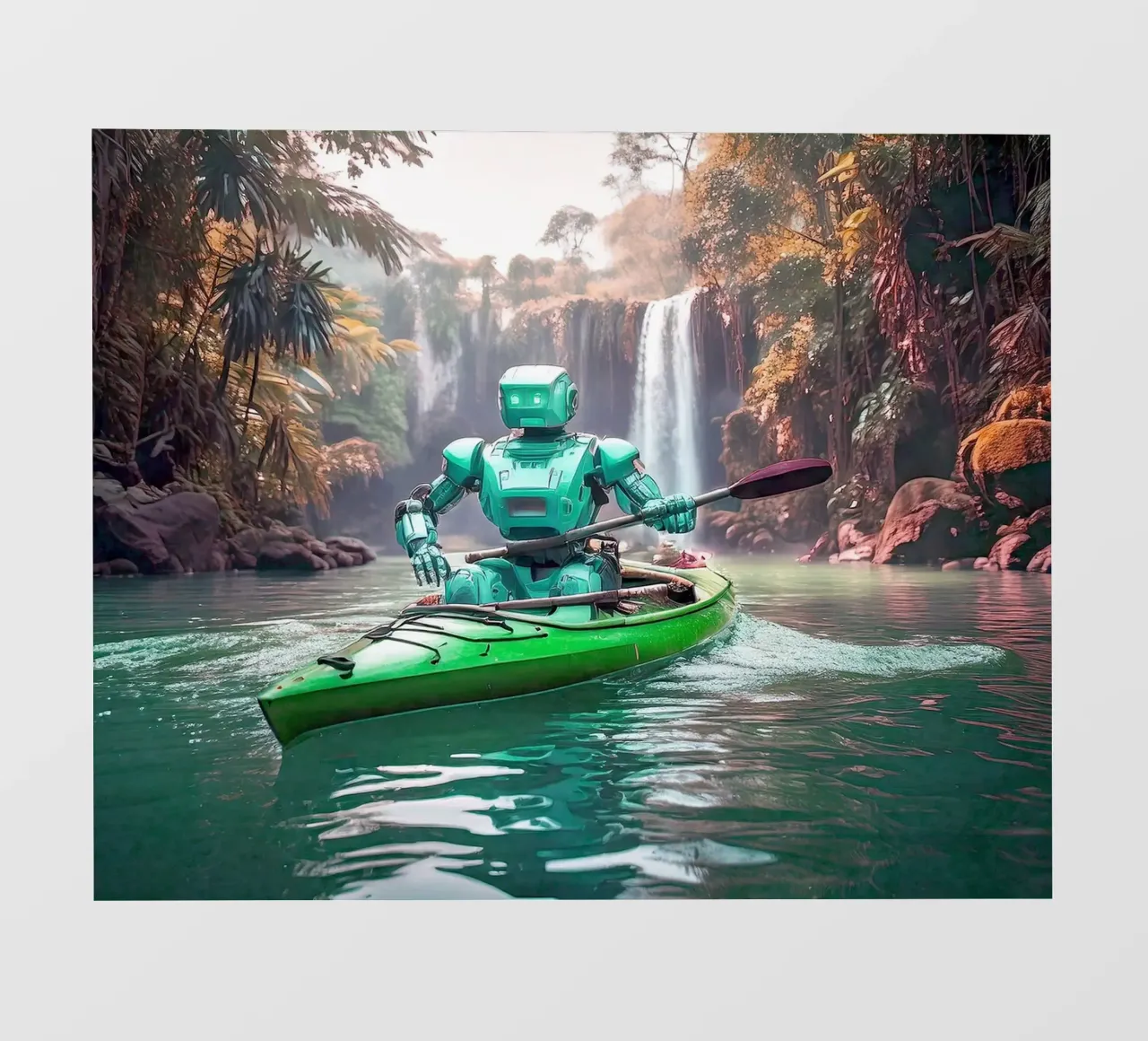 ROBOT EN CANOE. Vert. lámina retroiluminada de Thierry vobmann photography