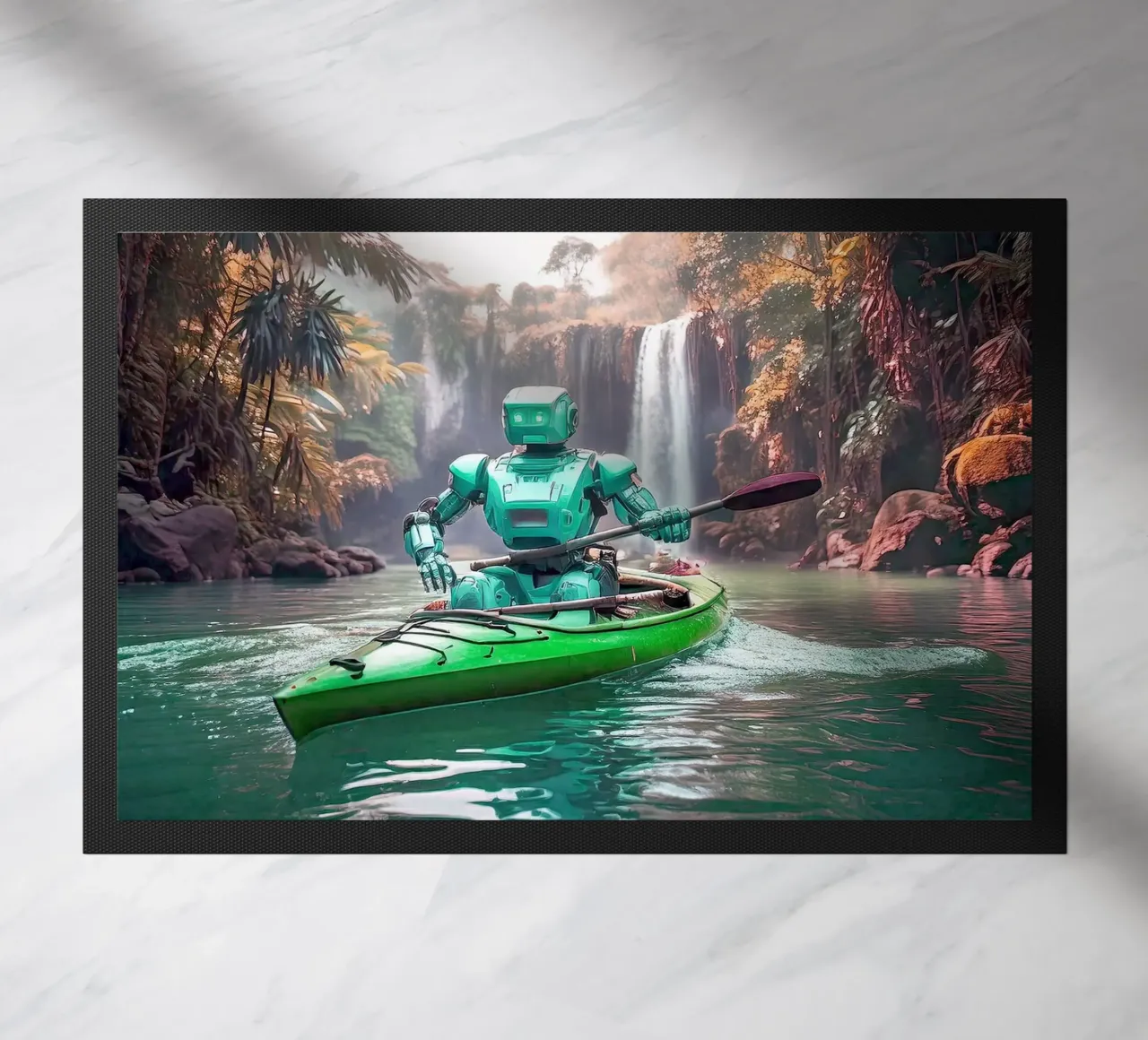 ROBOT EN CANOE. Vert. zerbino da Thierry vobmann photography