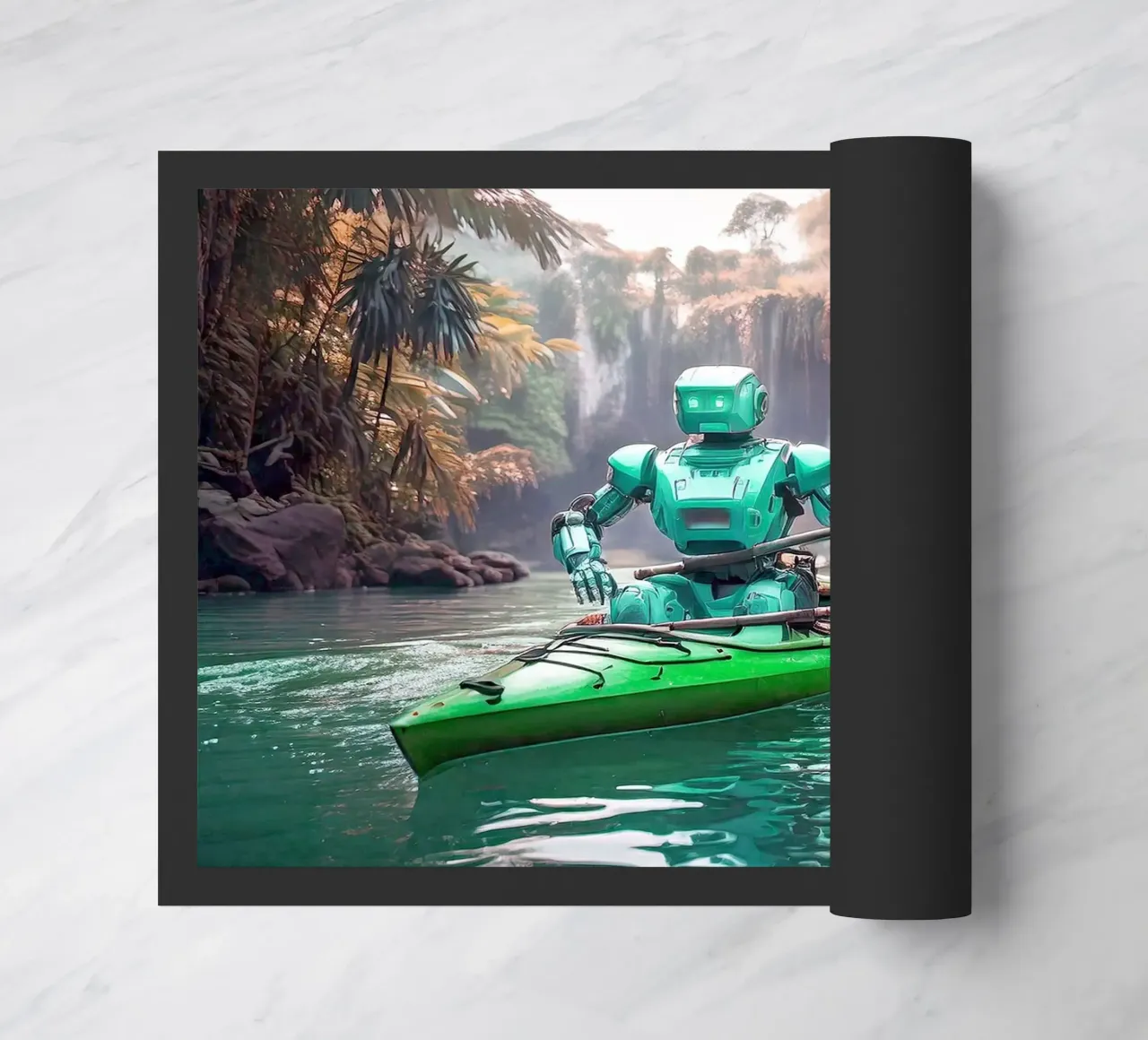 ROBOT EN CANOE. Vert. zerbino da Thierry vobmann photography