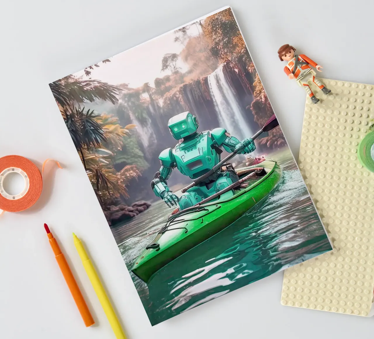 ROBOT EN CANOE. Vert. notebook by Thierry vobmann photography