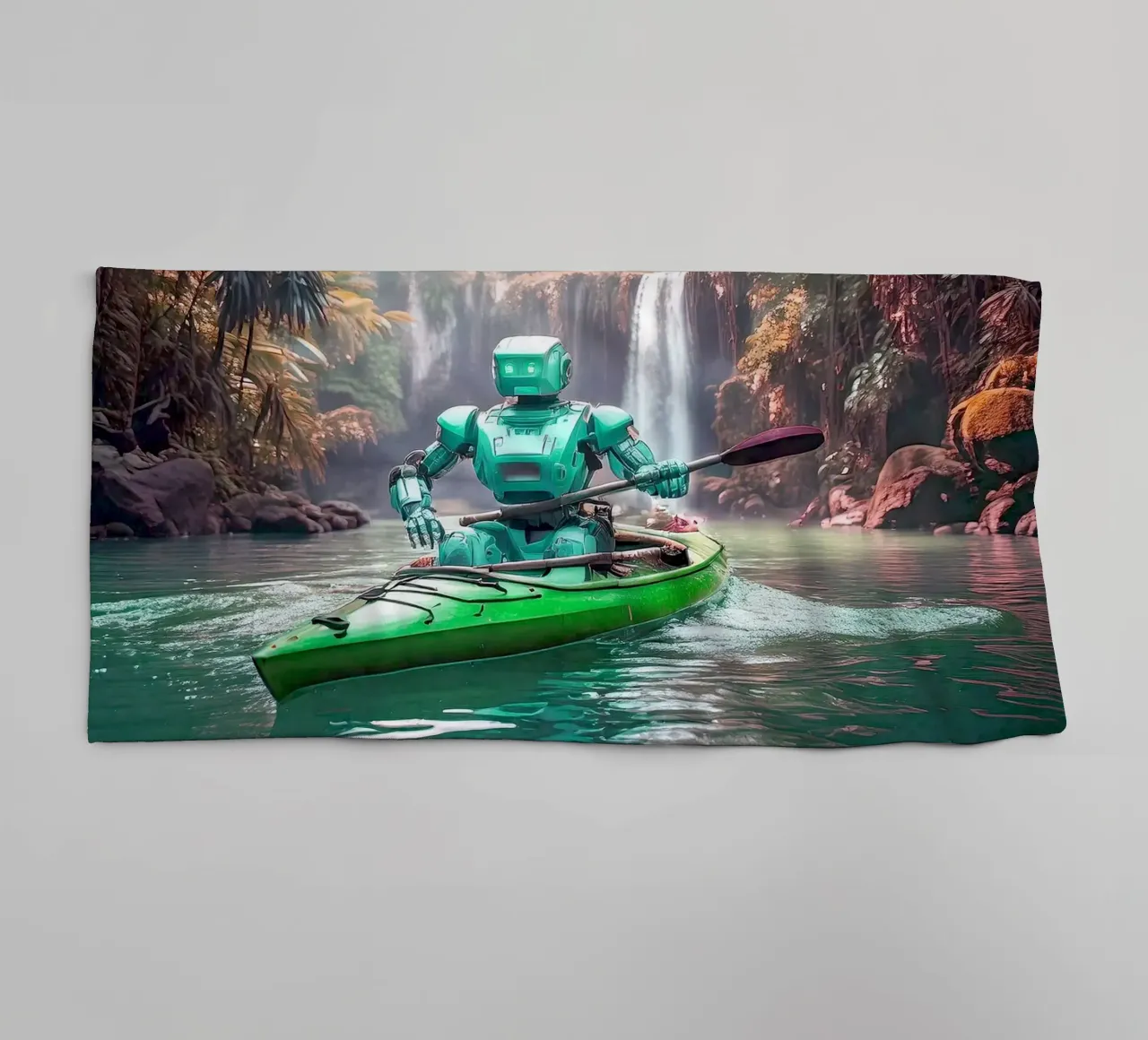 ROBOT EN CANOE. Vert. asciugamano da bagno da Thierry vobmann photography