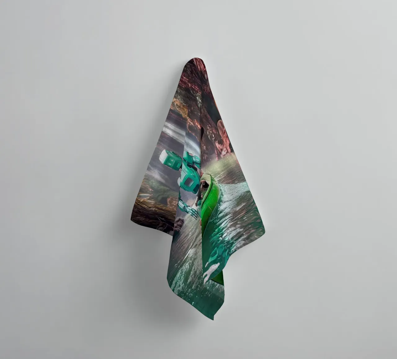 ROBOT EN CANOE. Vert. asciugamano da bagno da Thierry vobmann photography