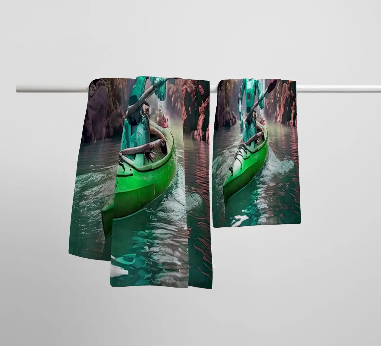 ROBOT EN CANOE. Vert. asciugamano da bagno da Thierry vobmann photography