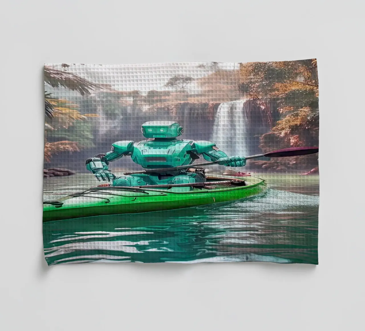 ROBOT EN CANOE. Vert. torchon de Thierry vobmann photography