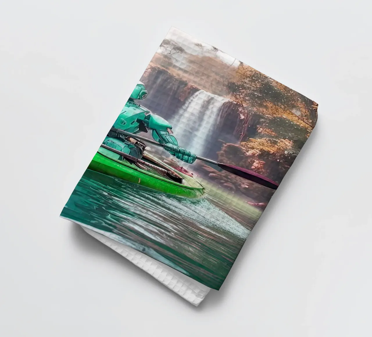 ROBOT EN CANOE. Vert. torchon de Thierry vobmann photography