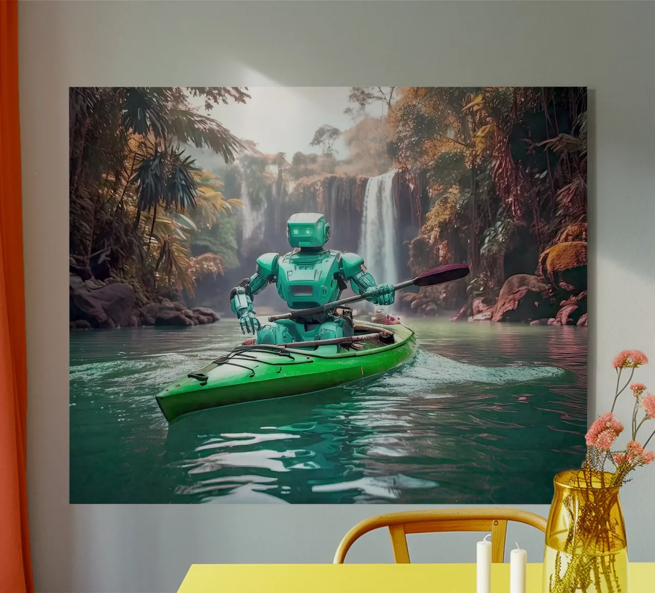 ROBOT EN CANOE. Vert. metacrilato de Thierry vobmann photography