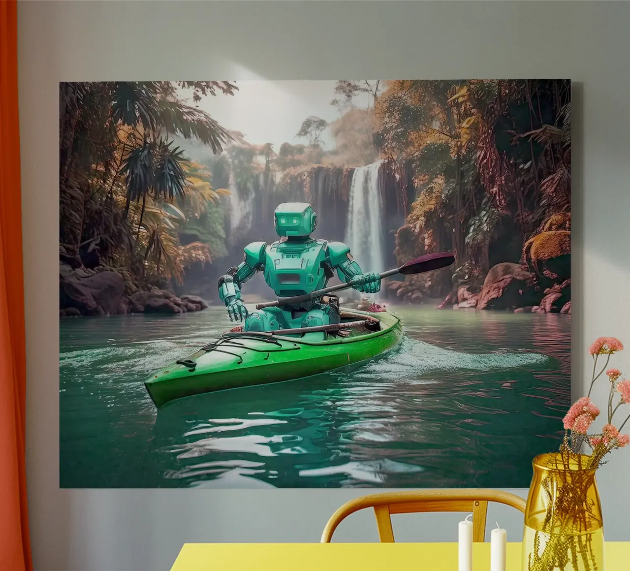 ROBOT EN CANOE. Vert. tela da Thierry vobmann photography