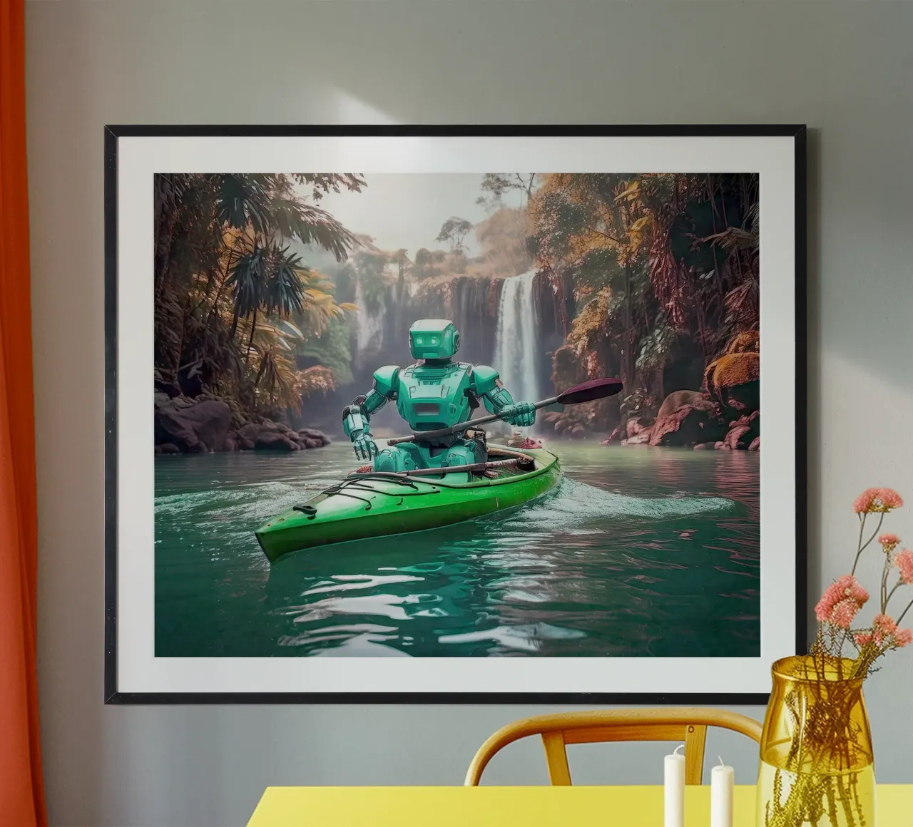 ROBOT EN CANOE. Vert. carta hahnemühle da Thierry vobmann photography