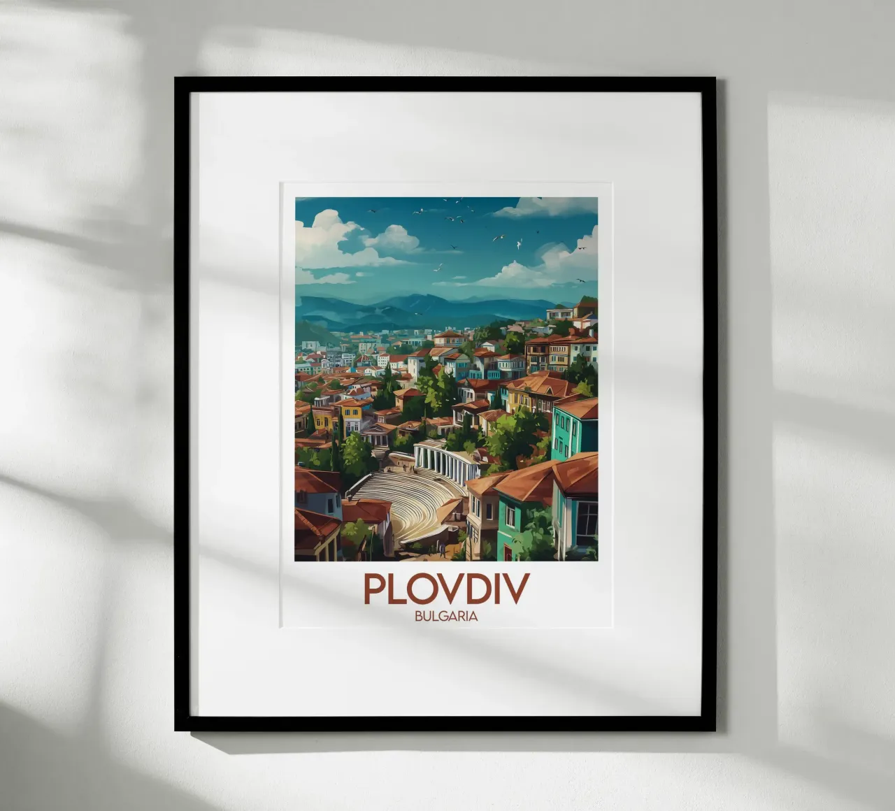 Affiche Plovdiv poster con telaio in legno da Frame the World