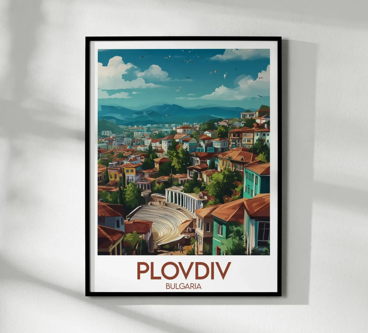 Affiche Plovdiv poster con telaio in legno da Frame the World