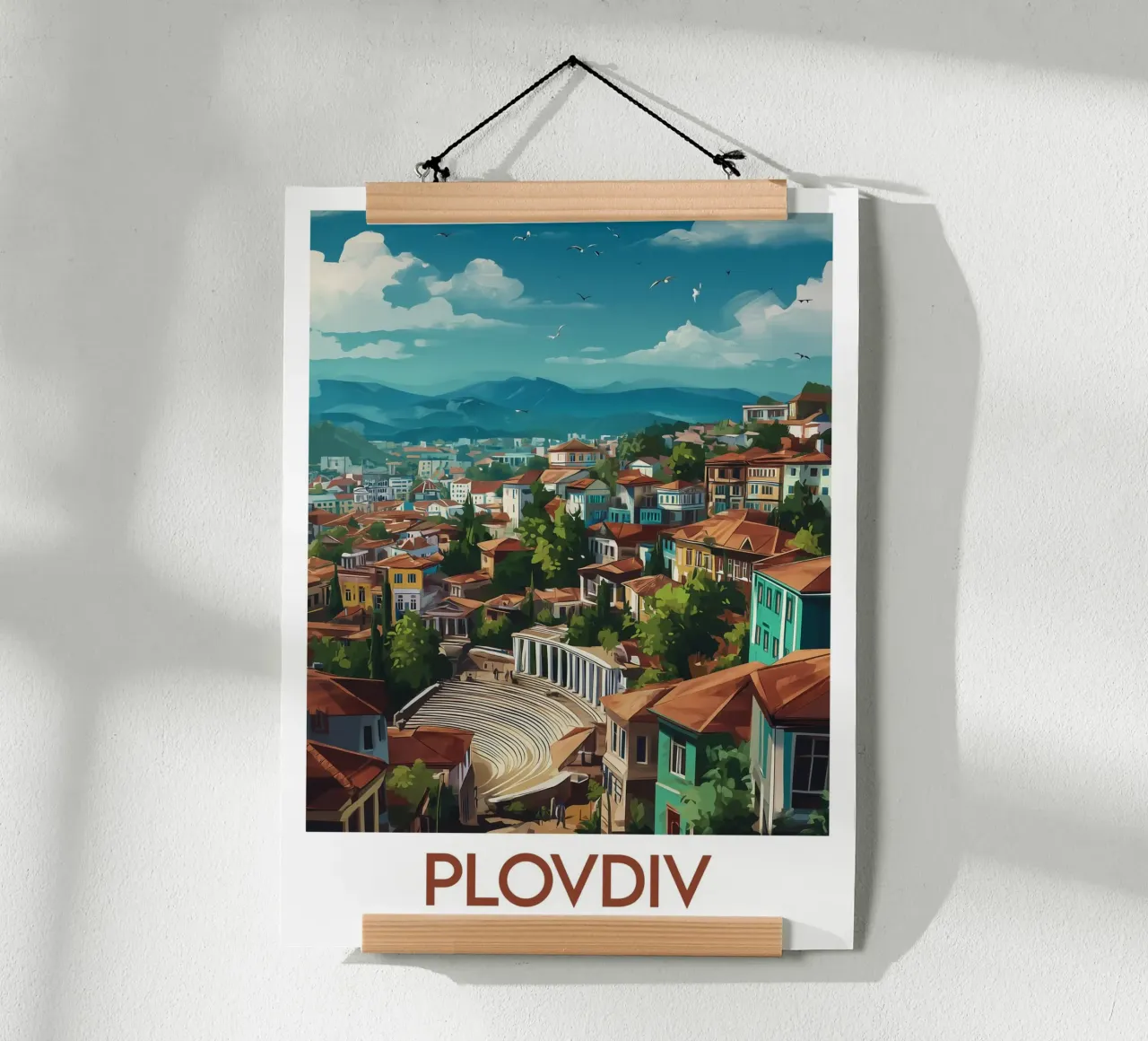 Affiche Plovdiv poster con telaio in legno da Frame the World