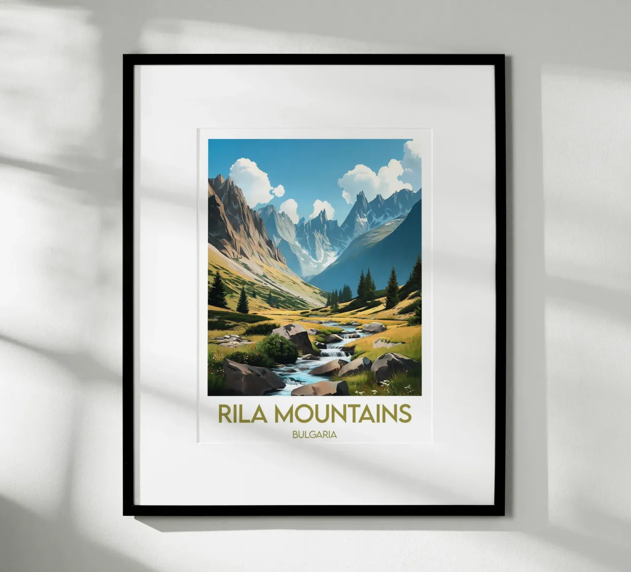 Affiche Rila Mountains poster con telaio in plastica da Frame the World