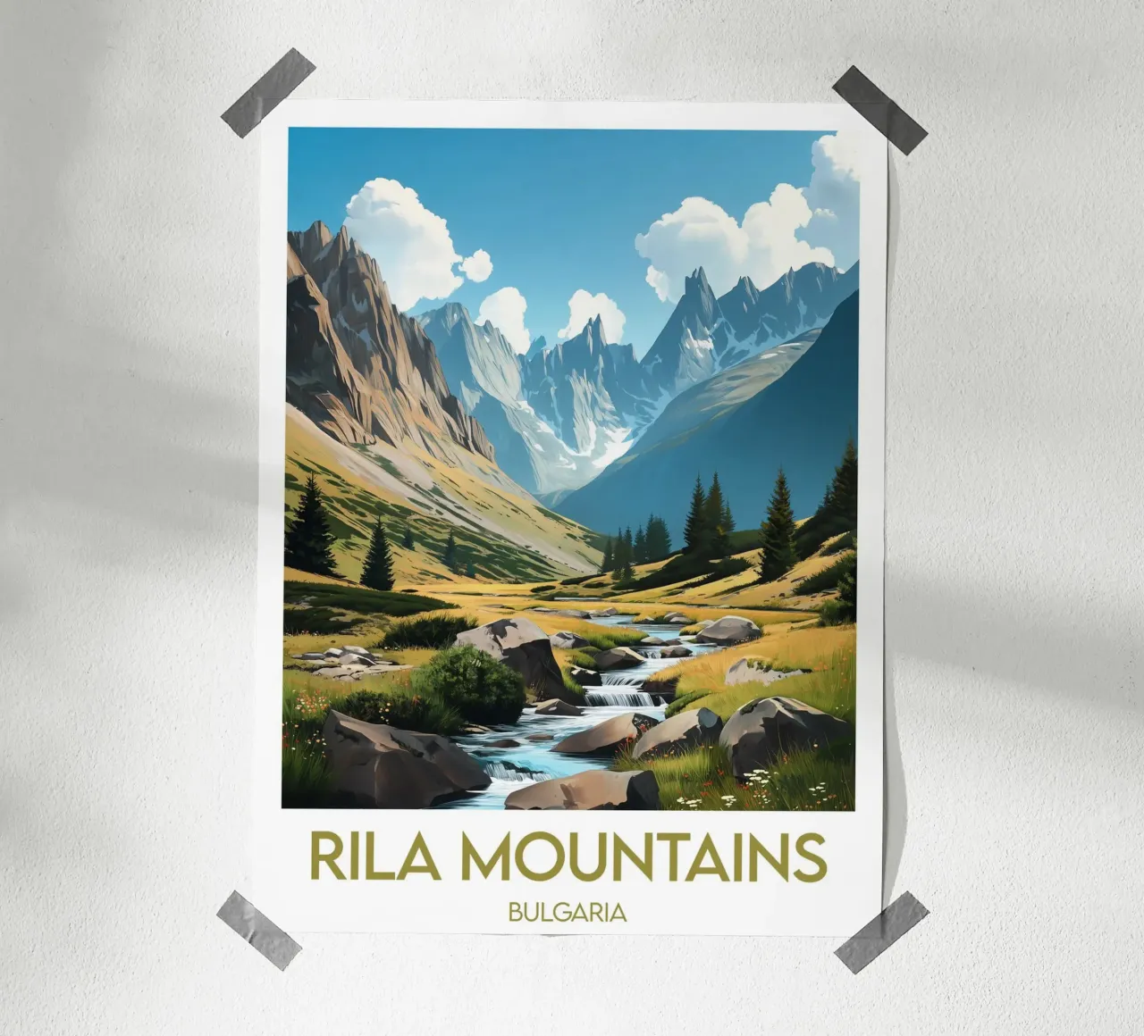Affiche Rila Mountains poster con telaio in plastica da Frame the World