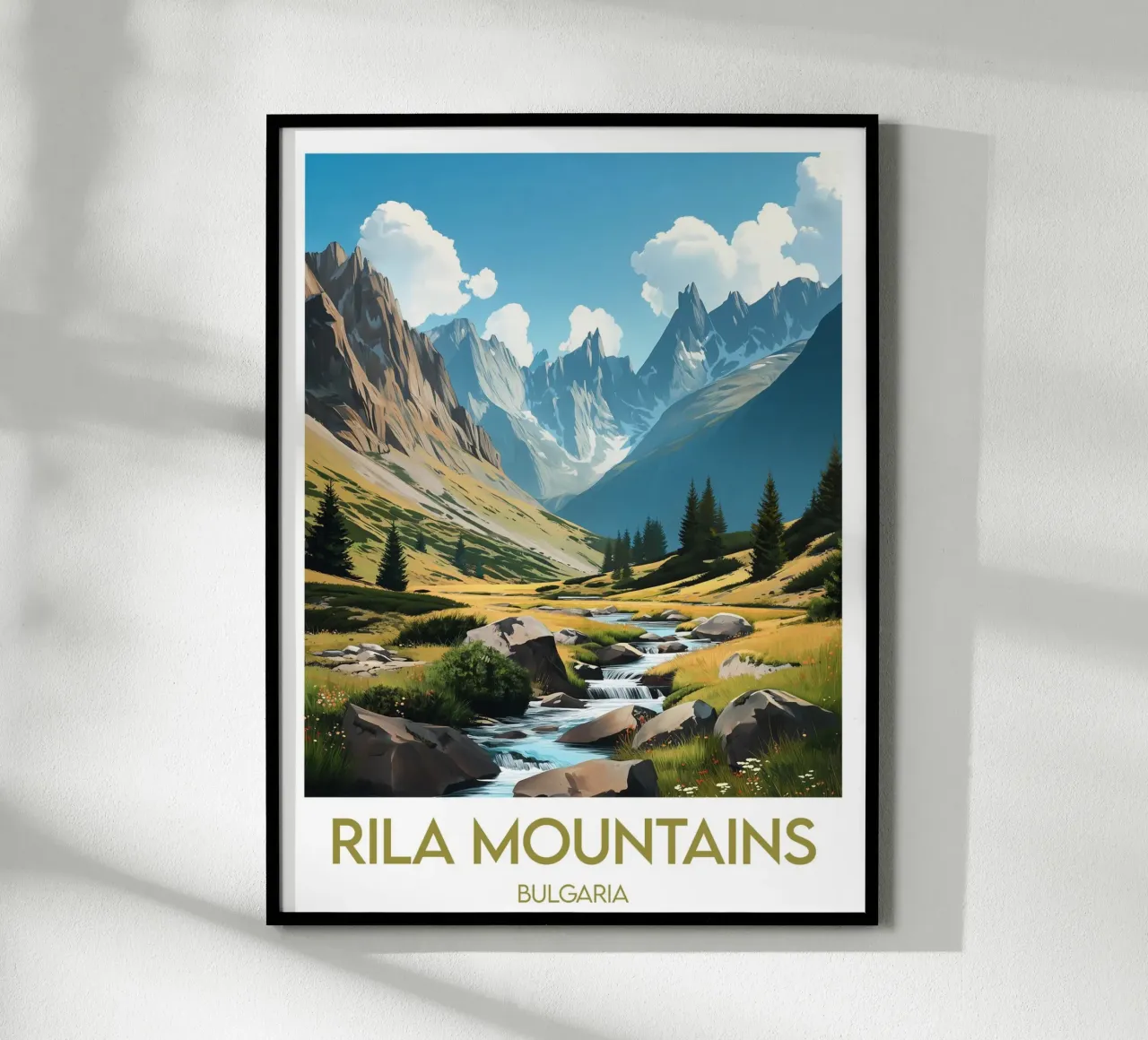 Affiche Rila Mountains poster con telaio in plastica da Frame the World