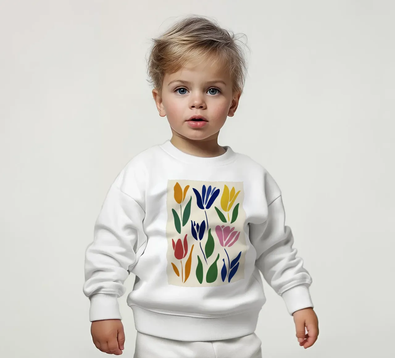 Tulipani colorati e audaci in stile midcentury ispirato a Matisse felpa neonato da Modern Muse