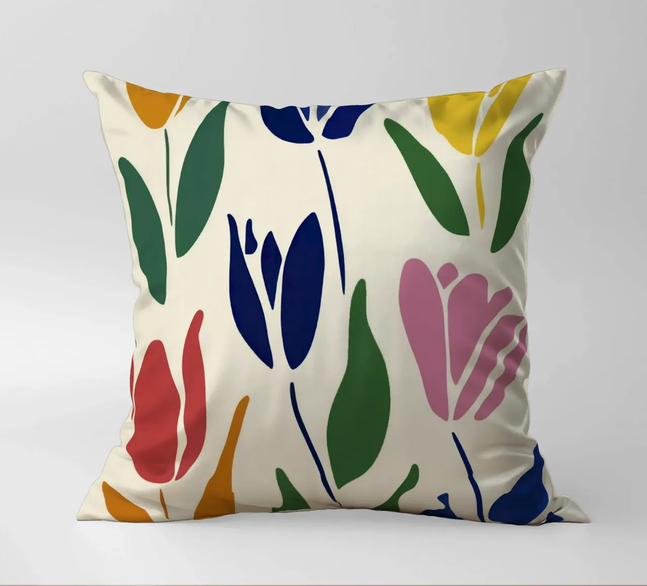 Tulipani colorati e audaci in stile midcentury ispirato a Matisse cuscino da Modern Muse