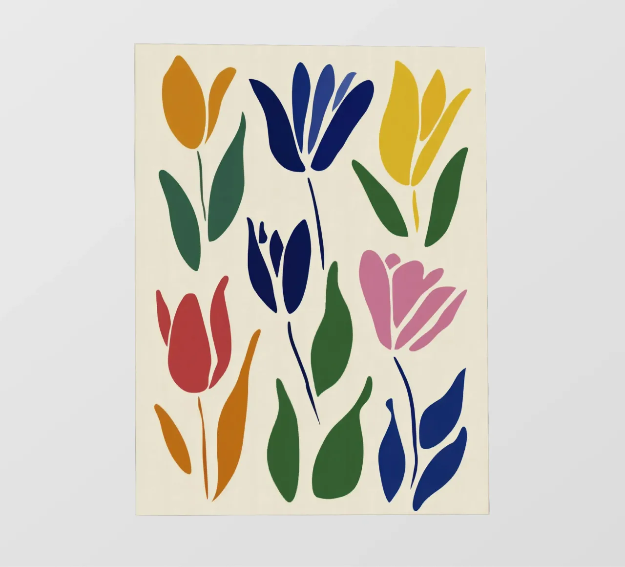Tulipani colorati e audaci in stile midcentury ispirato a Matisse telo in pvc da Modern Muse