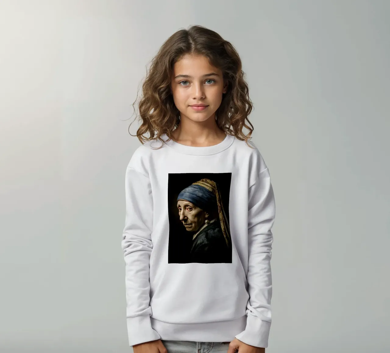 Ragazza d'epoca con orecchino di perla in stile Midcentury felpa bambino da Modern Muse