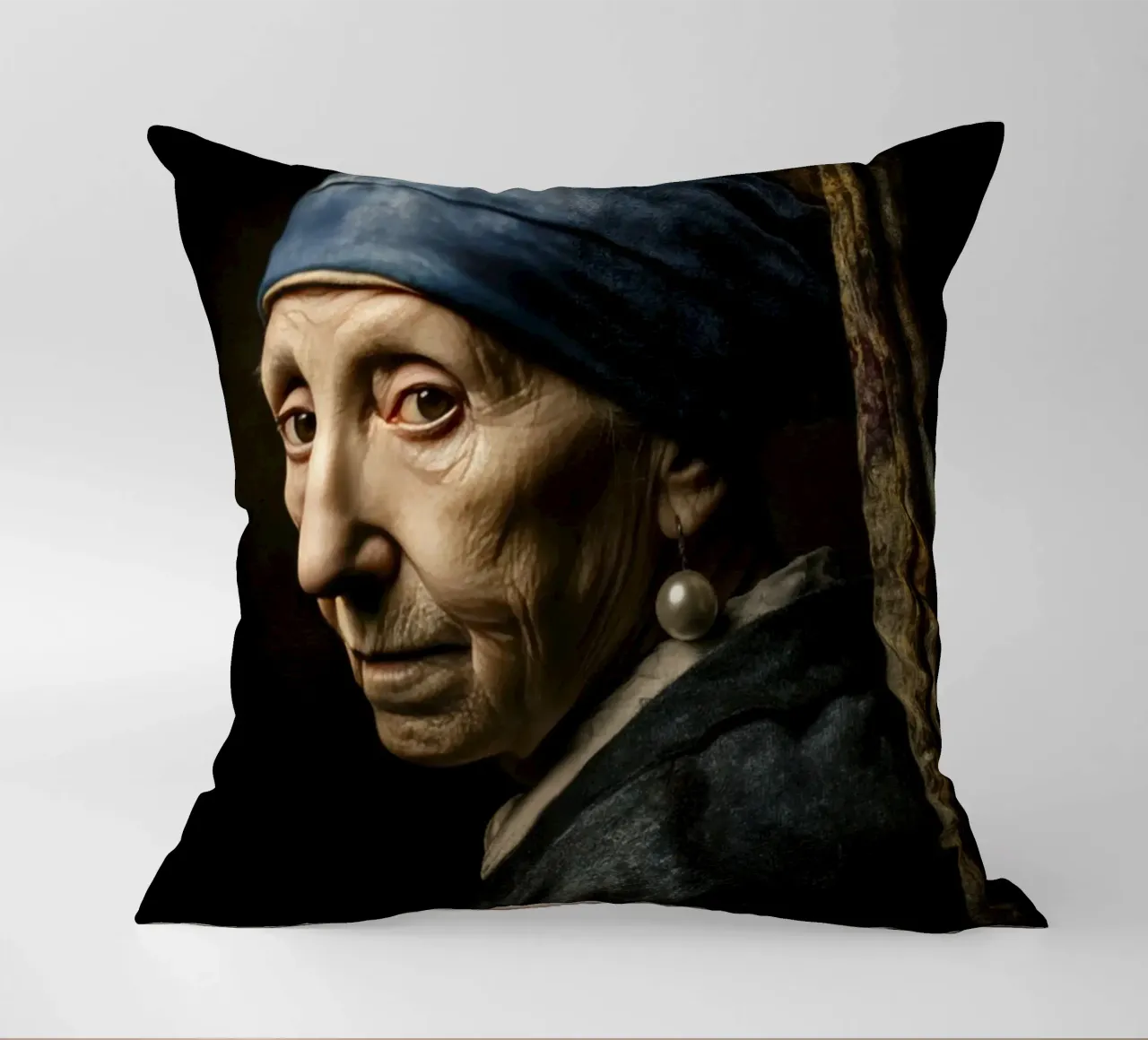 Ragazza d'epoca con orecchino di perla in stile Midcentury cuscino da Modern Muse