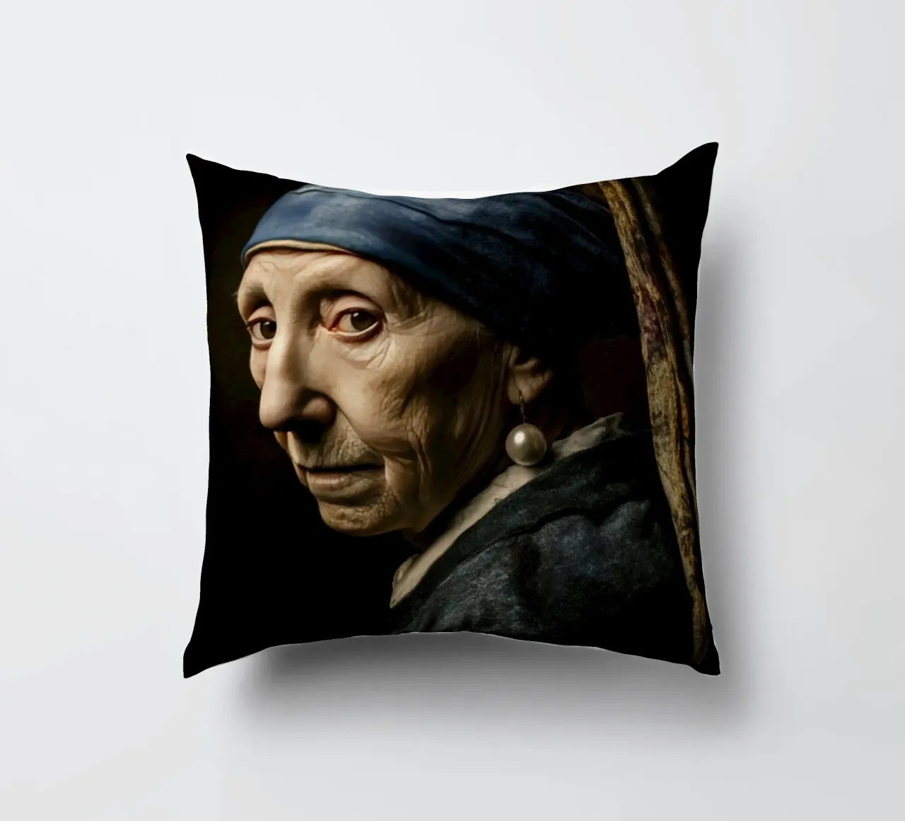 Ragazza d'epoca con orecchino di perla in stile Midcentury cuscino da Modern Muse
