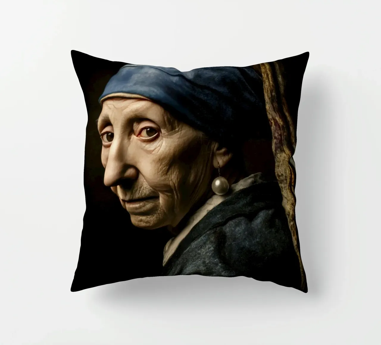 Ragazza d'epoca con orecchino di perla in stile Midcentury cuscino da Modern Muse