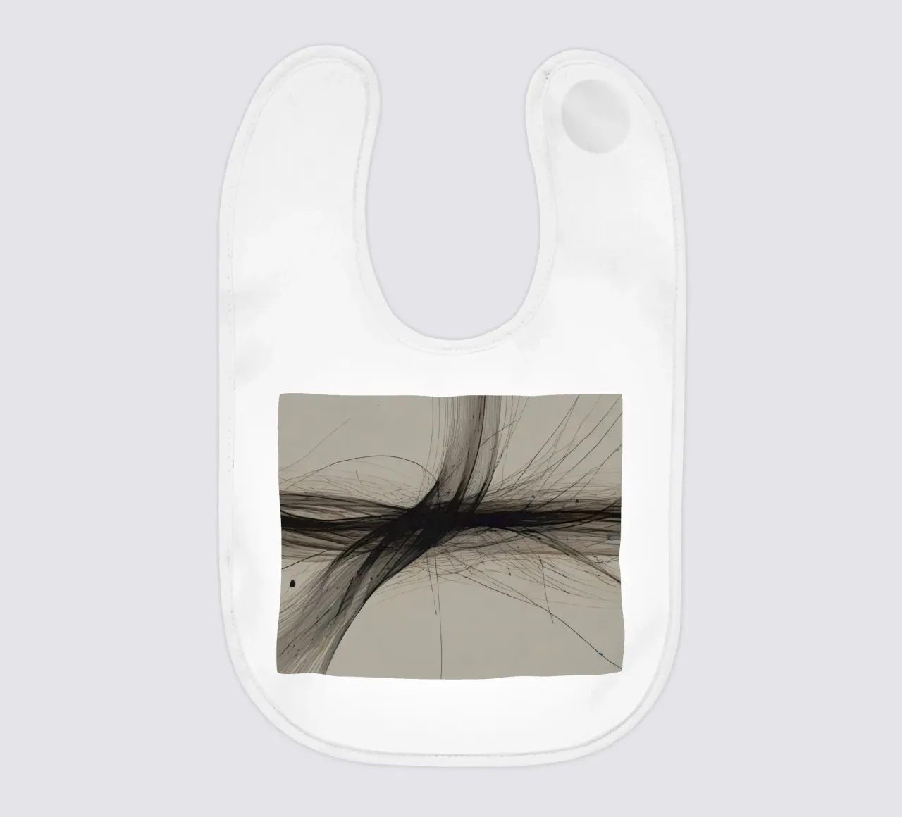 Abstract black and white design featuring intersecting lines baby bib by DesignDoodle