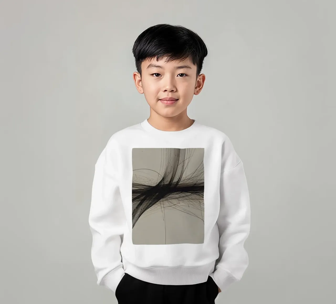 Disegno astratto in bianco e nero con linee che si intersecano felpa bambino da DesignDoodle
