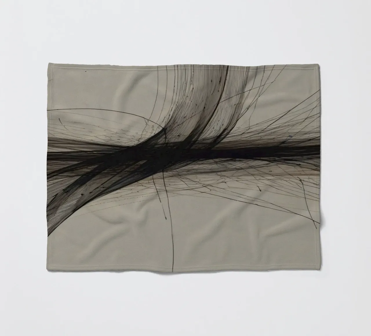 Abstract black and white design featuring intersecting lines fleece blanket by DesignDoodle